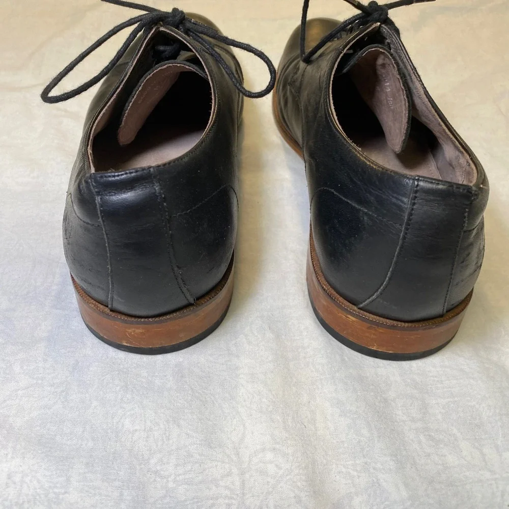 Aston Grey Cap Toe‎ Oxford Dress Shoes Black Leather Mens 11.5